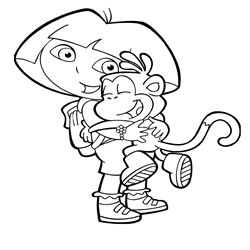 coloring pages dora hugging boots