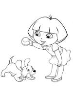Dora playing fetch with dog