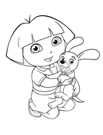 Dora hugs dog