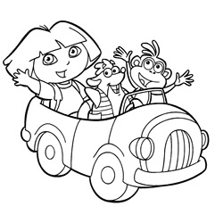 coloring page of dora with friends tico