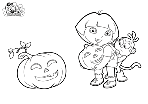 halloween coloring with dora the explorer