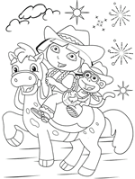 Dora and riding a horse