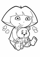 Dora hugs her teddy bear